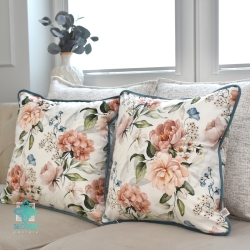 Tea garden decorative pillowcase with piping