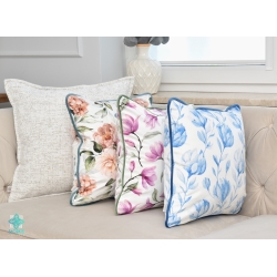 Blue artichokes decorative pillowcase with piping