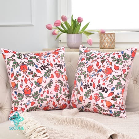 Folk garden square decorative pillowcase