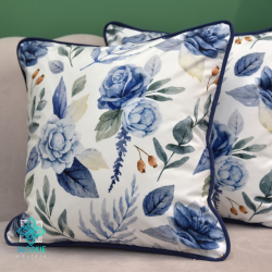 Funda de almohada decorativa con rosas azules