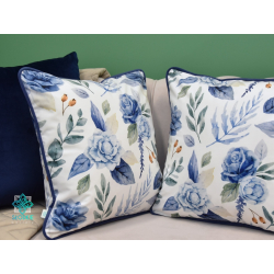 Funda de almohada decorativa con rosas azules