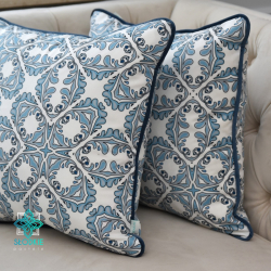 Blauer, dekorativer Mosaik-Kissenbezug mit Einsatz