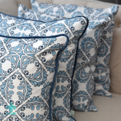 Blue mosaic decorative pillowcase with inset