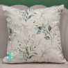 Decorative square pillowcase with gold and green leaves