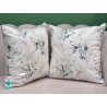 Decorative square pillowcase with gold and green leaves