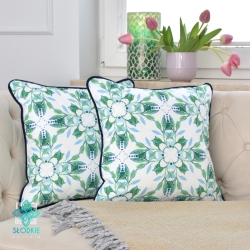 Green mosaic decorative pillowcase with inset