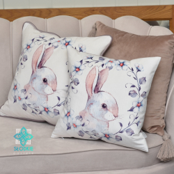 Pink bunny decorative pillowcase with inset