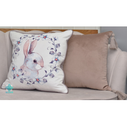 Декоративна калъфка за възглавница Розово зайче с вложка
