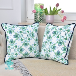 Žalios spalvos mozaikinis dekoratyvinis pagalvės užvalkalas su įdėklu