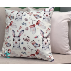 Christmas bunny decorative square pillowcase
