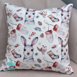 Taie d'oreiller carrée décorative lapin de Noël