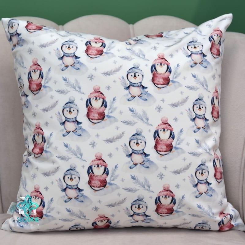 Winter penguins, Christmas decorative pillowcase