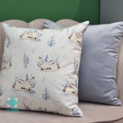 Winter bunnies, decorative Christmas pillowcase