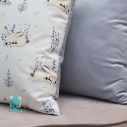 Winter bunnies, decorative Christmas pillowcase