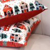 Funda de almohada navideña decorativa tren rojo