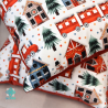 Raudonas traukinio dekoratyvinis kalėdinis pagalvės užvalkalas