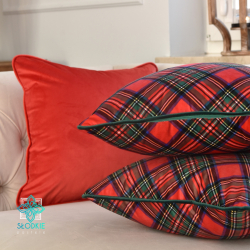 Decorative pillowcase for the holidays in red check.