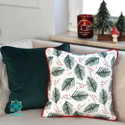 Decorative pillowcase for the holidays with green branches