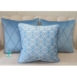 Emi Blue decorative square pillowcase with flowers