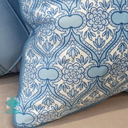 Emi Синя декоративна квадратна калъфка за възглавница с цветя