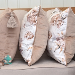 Pudros bijūnų dekoratyvinis pagalvės užvalkalas su įdėklu