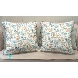 Terri decorative pillowcase with spring leaves piping