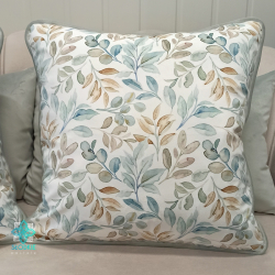 Terri decorative pillowcase with spring leaves piping