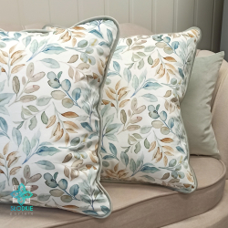 Terri decorative pillowcase with spring leaves piping