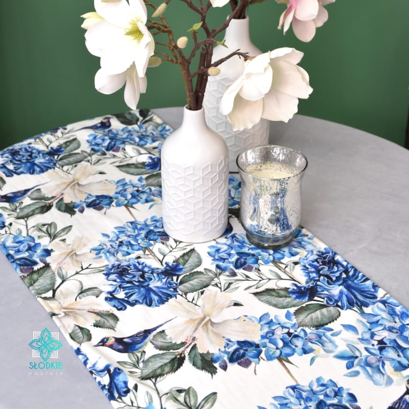 Blue Hydrangea Runner 40x180