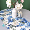 Chemin de table hortensia bleu 40x180