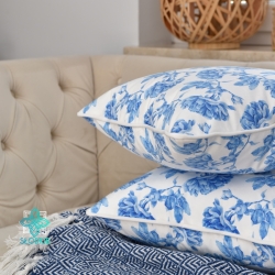 Taie d'oreiller décorative carrée avec insert Fleurs Bleues