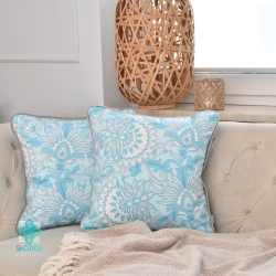 Funda de almohada decorativa con diseño de abanicos turquesas