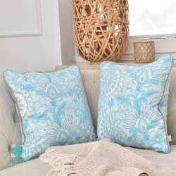 Turquoise fans decorative pillowcase with inset