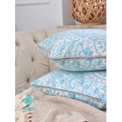 Turquoise fans decorative pillowcase with inset