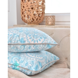 Taie d'oreiller décorative avec insert éventails turquoise
