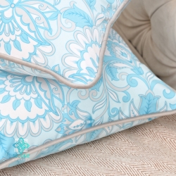 Taie d'oreiller décorative avec insert éventails turquoise