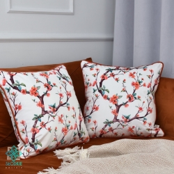 Sakura decorative pillowcase with piping