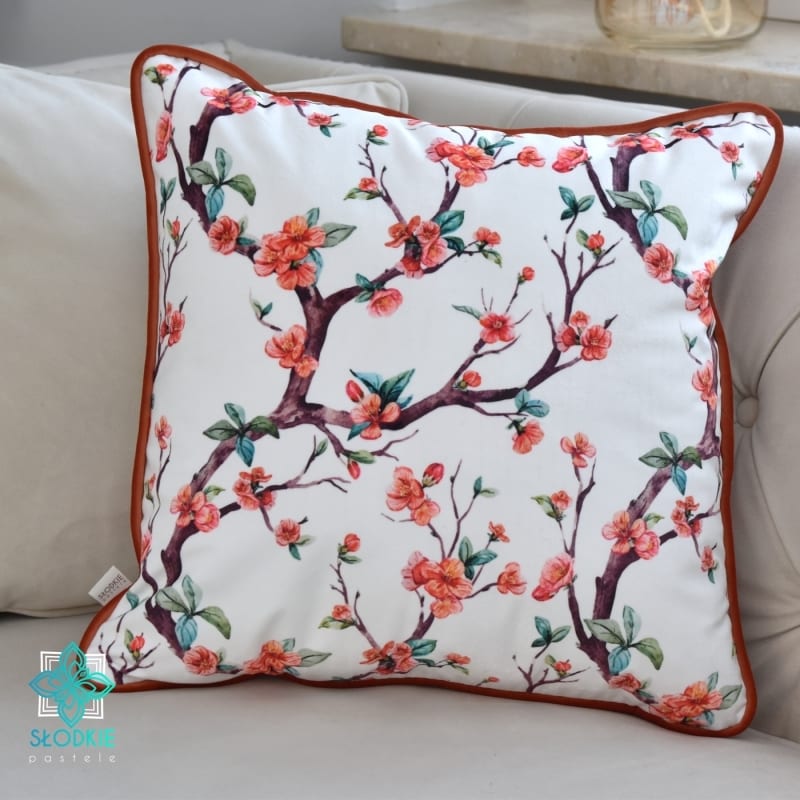 Sakura decorative pillowcase with piping