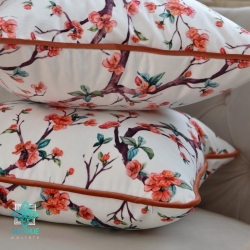Sakura decorative pillowcase with piping