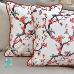 Sakura decorative pillowcase with piping