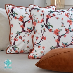 Sakura decorative pillowcase with piping