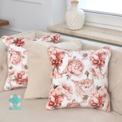 Pastel peonies decorative pillowcase with inset