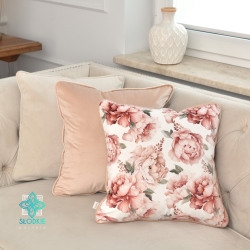 Funda de almohada decorativa con inserción de peonías en colores pastel