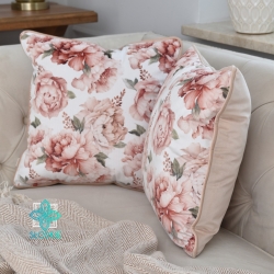 Taie d'oreiller décorative avec insert pivoines pastel