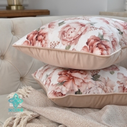 Pastel peonies decorative pillowcase with inset