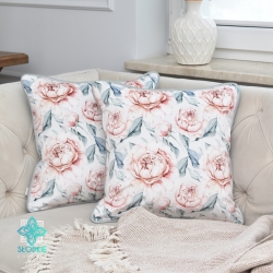 Peonies decorative pillowcase with inset